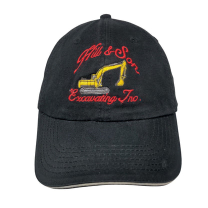 Hill & Son Excavating Strapback Hat Black One Size Port & Company