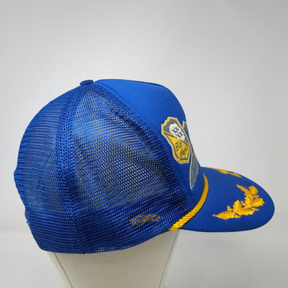NCC Blue Angels US Navy Air Show Blue Trucker Hat One Size Scrambled Eggs Rope