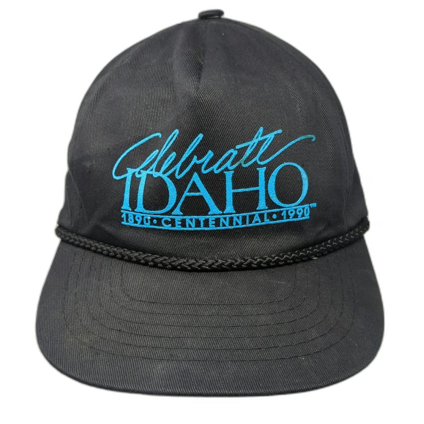 Ama Pro Trucker Black Blue Hat Celebrate Idaho 1890 Centennial Rope Vintage