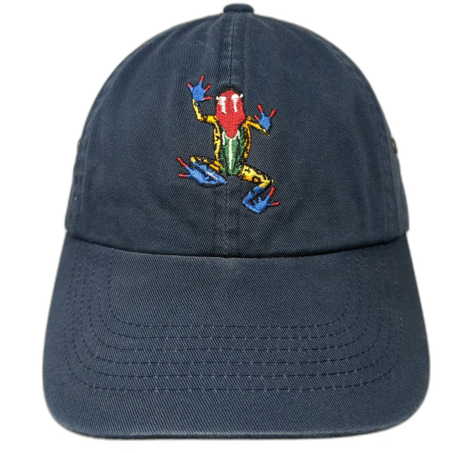 Sportsman Baseball Cap Blue One Size Embroidered Frog Cotton Slideback Hat