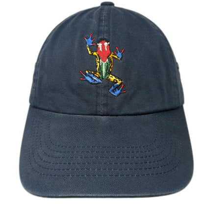 Sportsman Baseball Cap Blue One Size Embroidered Frog Cotton Slideback Hat
