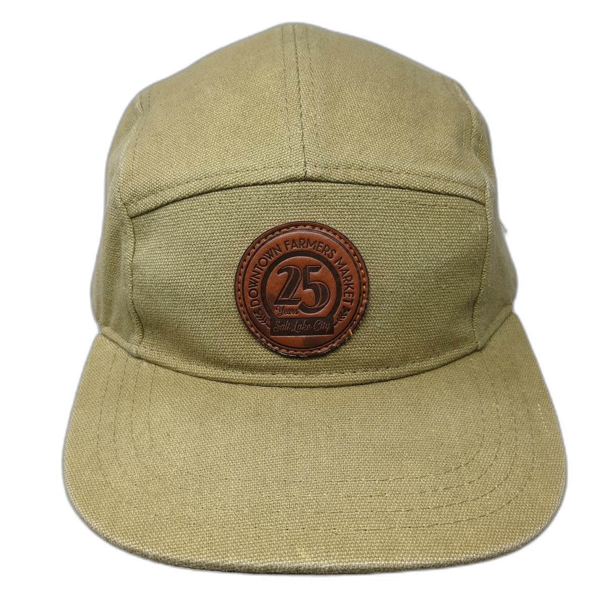 Discrete 5 Panel Beige Hat One Size Salt Lake City Farmers Market Leather Strap
