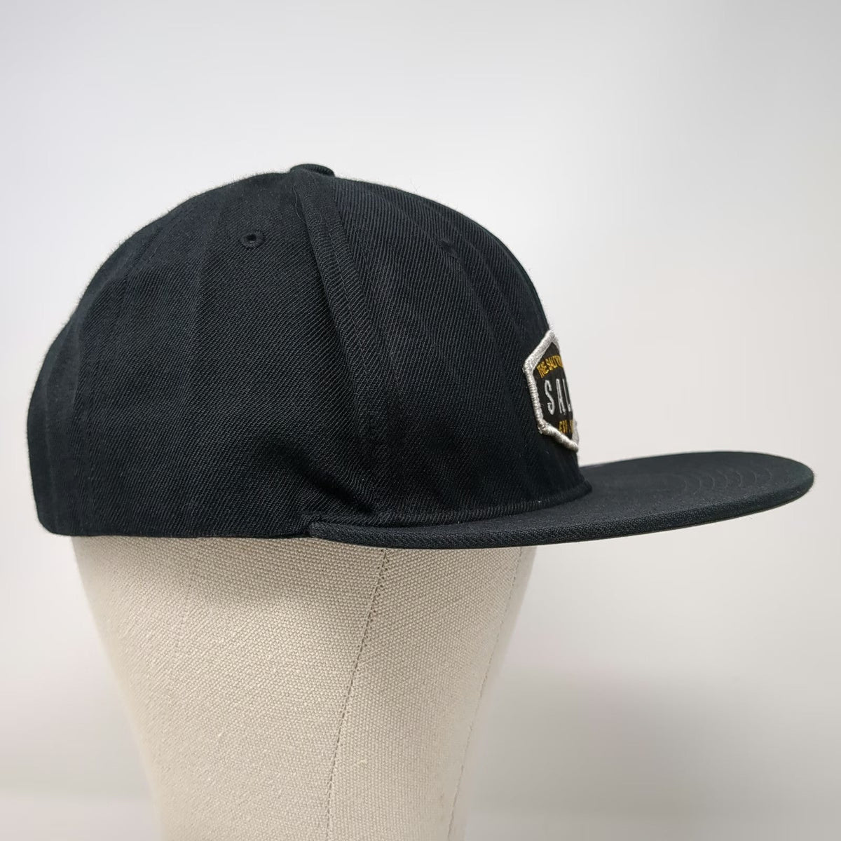 The Salty Plank Co. Snapback Hat Black One Size Flat Brim Wool Blend Salty Patch