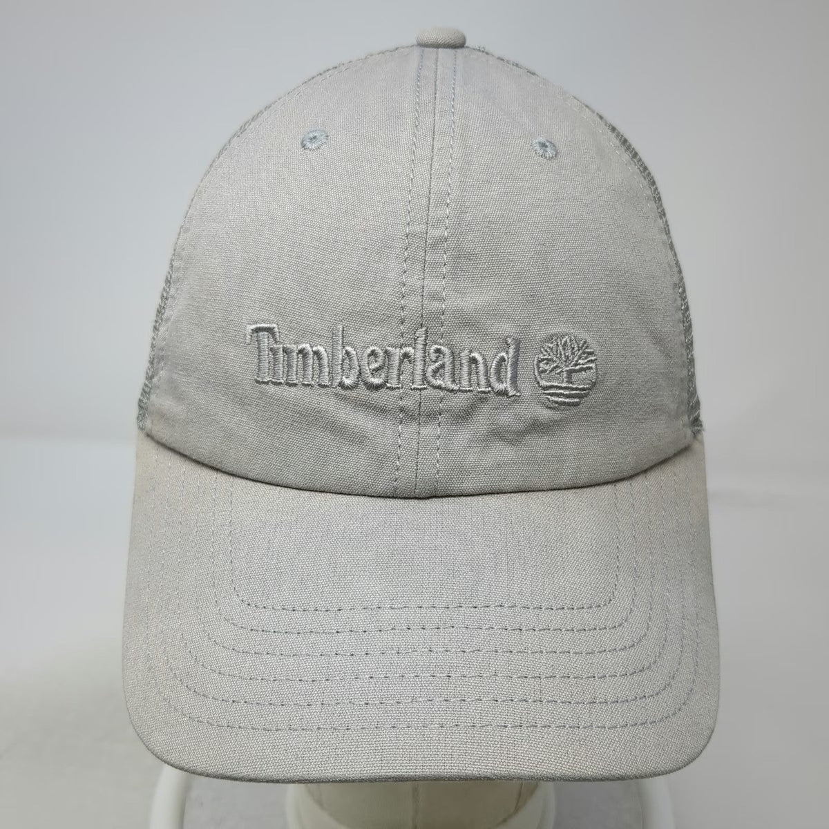 Timberland Trucker Hat Gray One Size Snapback Mesh Logo Embroidered Work Outdoor