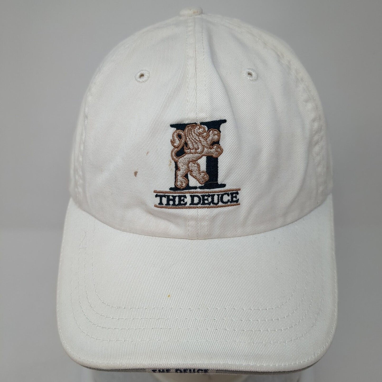 The Deuce Slideback Hat White One Size Adjustable Embroidered American Dry Goods