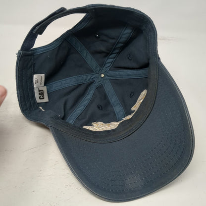 Caterpillar Baseball Cap Blue One Size Script Logo Side Hit Cotton Strapback hat