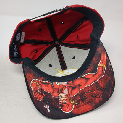 DC Comics Snapback Hat Red One Size Flash Logo Under Visor Graphic Cotton Black