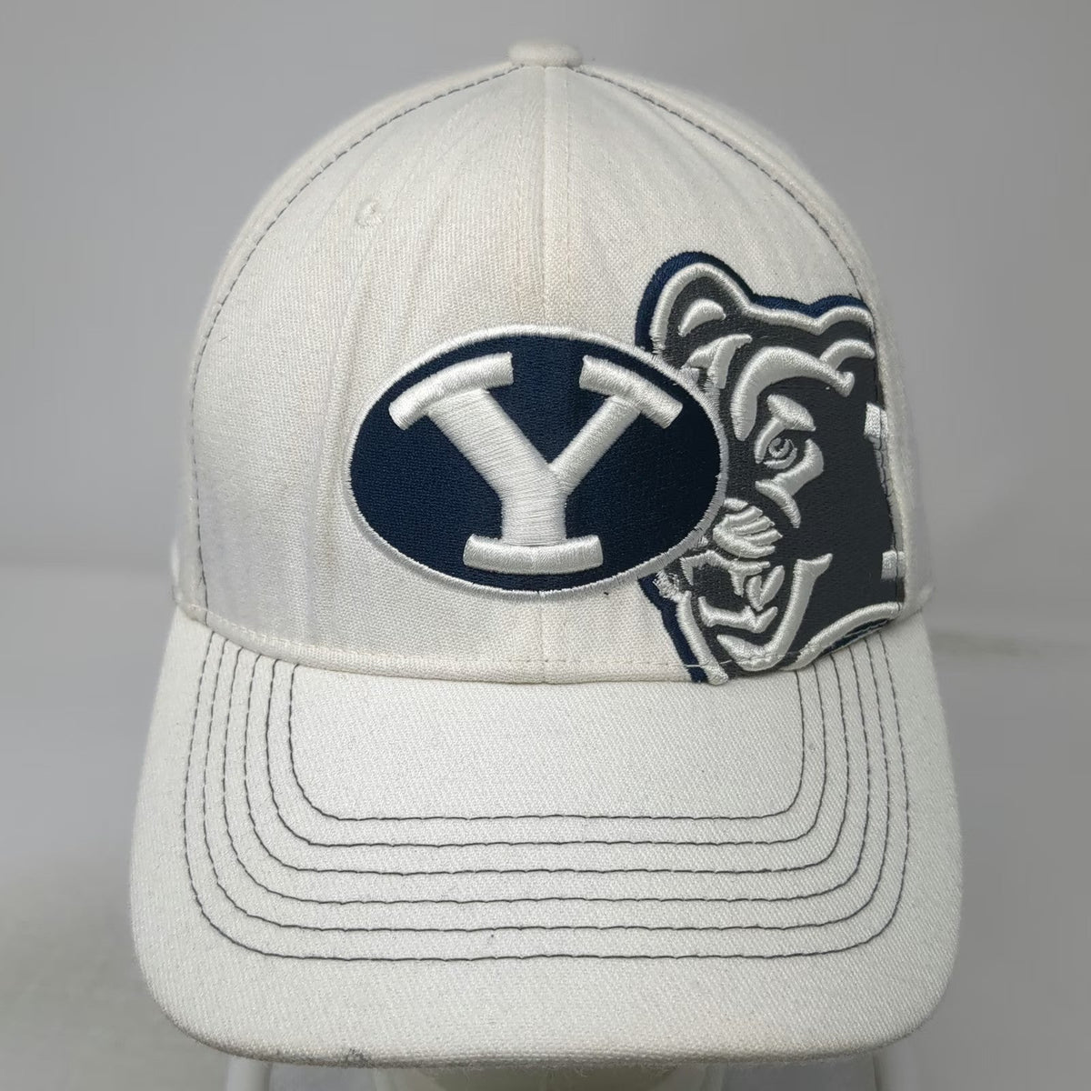 BYU Cougars NCAA Top of the World White M Baseball Cap Stretch Fit One-Fit Hat