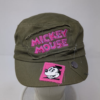 Mickey Mouse Fitted Cadet Army Hat Green One Size Embroidered Disneyland