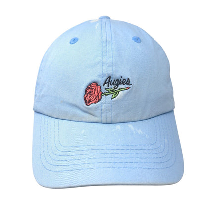 Augies Slideback Hat Blue OSFA Adjustable Embroidered Floral 6 Panel Cotton