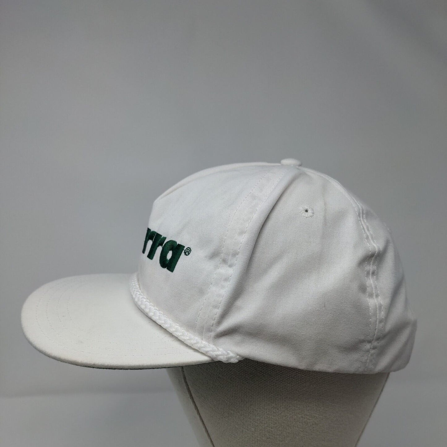 Terra Slideback Rope Hat White OSFA Adjustable Leather Strap Solid
