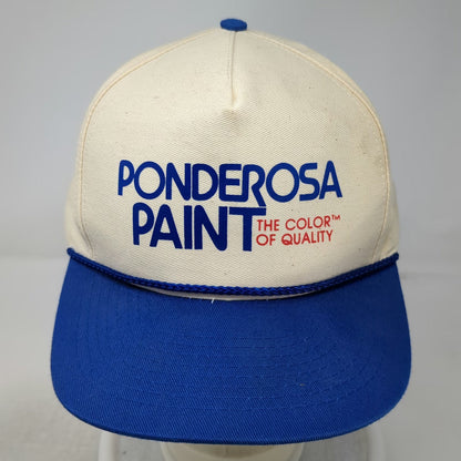Mohr's Ponderosa Paint 5 Panel White Blue Snapback Hat One Size Braided Rope