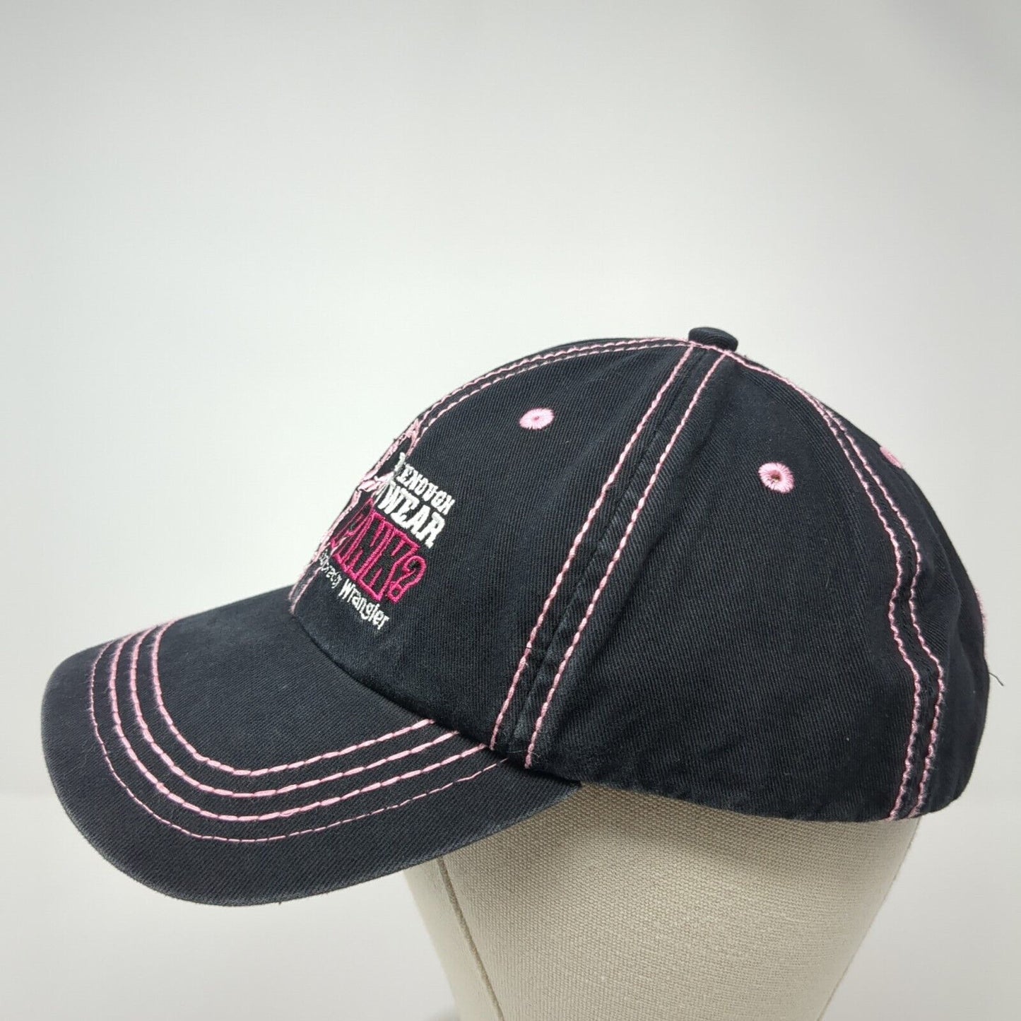 Tough Enough To Wear Pink? Wrangler Strapback Hat Black OS Adjustable Cotton