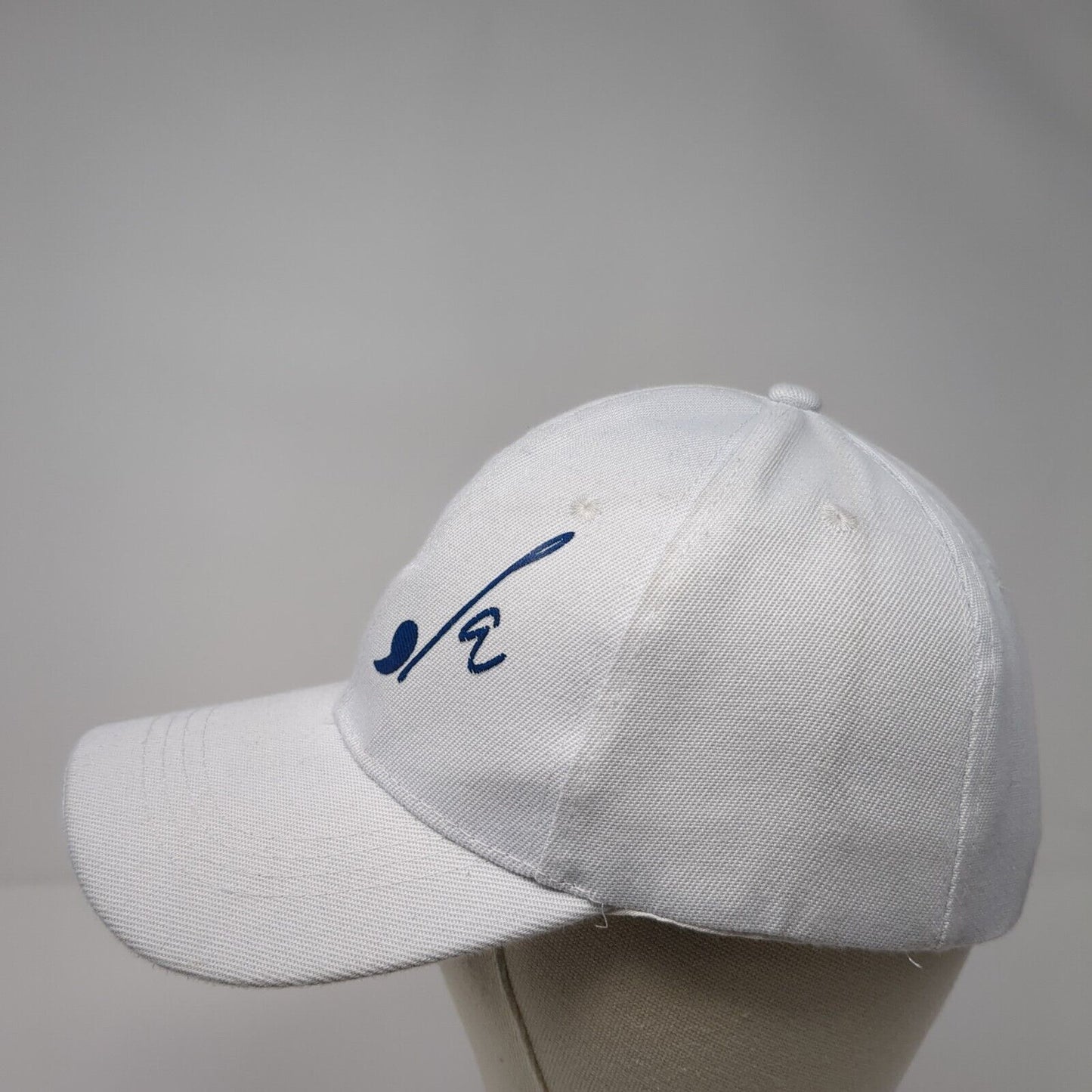 La Strapback Hat White One Size Adjustable Embroidered Solid 6 Panel