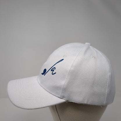 La Strapback Hat White One Size Adjustable Embroidered Solid 6 Panel