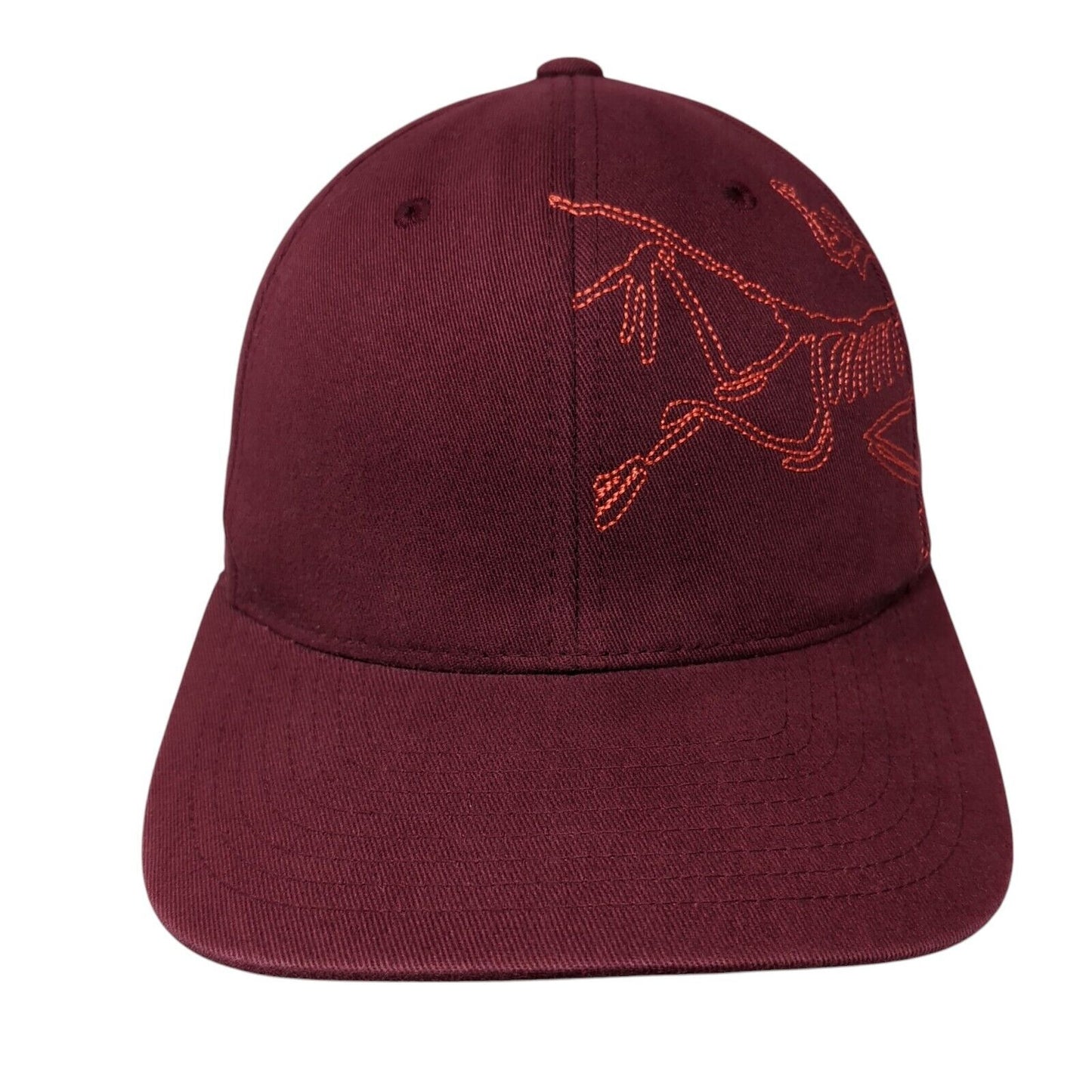 Arc'Teryx Fitted Hat Red Size S-M Embroidered Skeleton Bird Logo Cotton Blend
