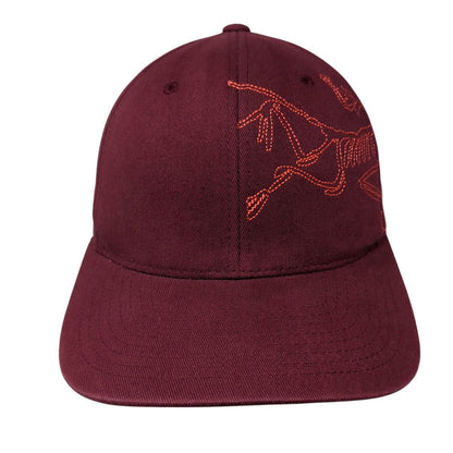 Arc'Teryx Fitted Hat Red Size S-M Embroidered Skeleton Bird Logo Cotton Blend