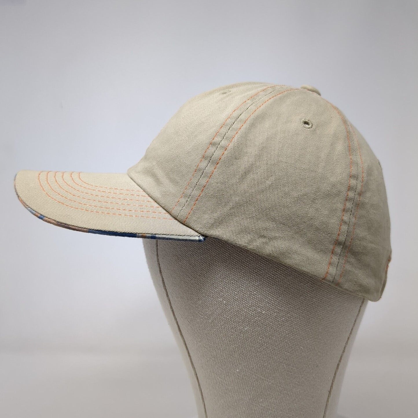Unbranded Slideback Hat Tan OS Adjustable 6 Panel Lined Plaid Blank Cotton