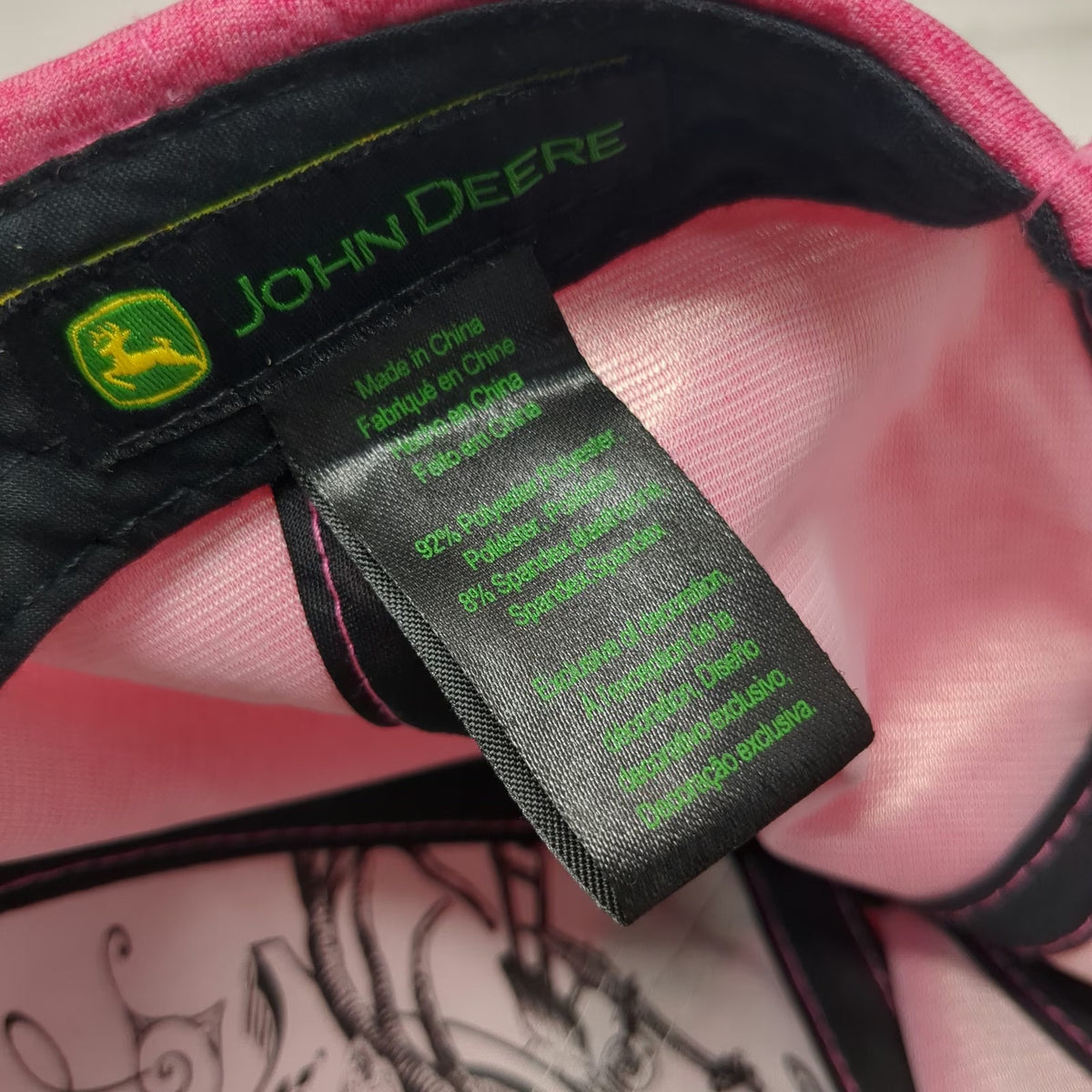 John Deere Snapback Pink One Size Hat Heathered Graphic Under Brim Patch Cap