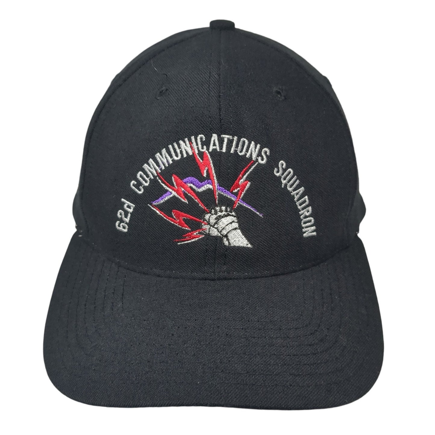 62d Communications Squadron Snapback Hat Black Large 6 Panel Richardson