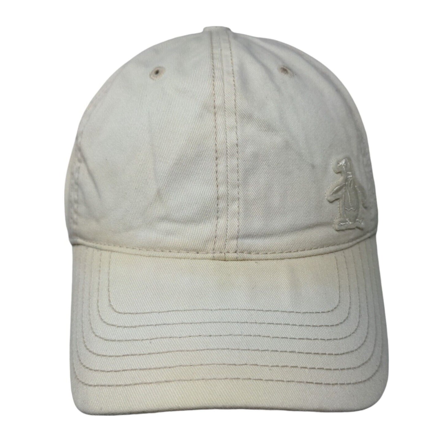 Penguin Slideback Hat Cream One Size Adjustable Patch Logo Munsingwear Cotton