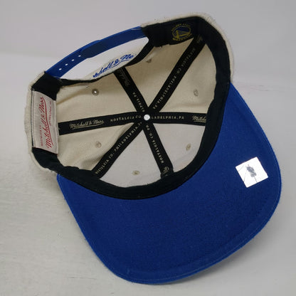 Golden State Warriors NBA Mitchell & Ness Snapback Hat White Blue One Size Flat