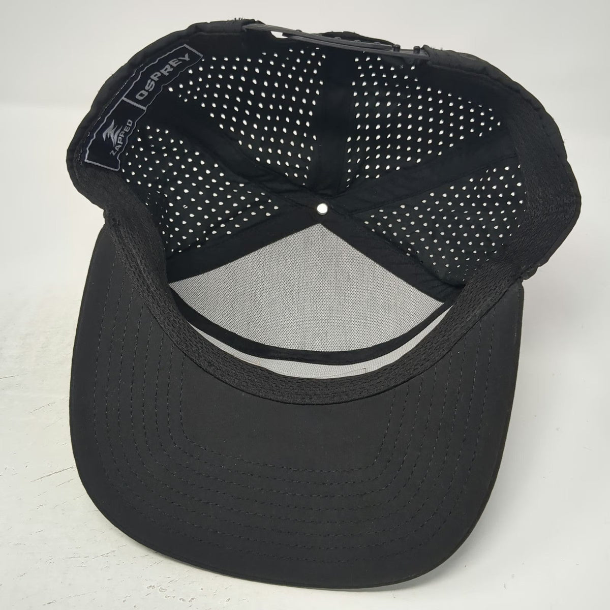 Zapped Trucker Hat Black One Size Perforated Mesh Snapback ETS Rubber Patch Flat