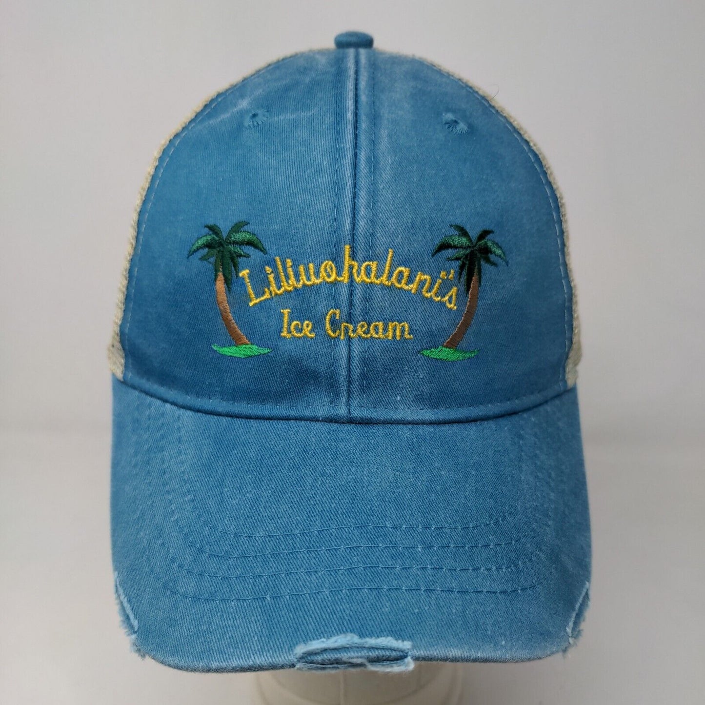 Liliuokalani Ice Cream Men's Snapback Mesh Back Hat Blue Adjustable Embroidered