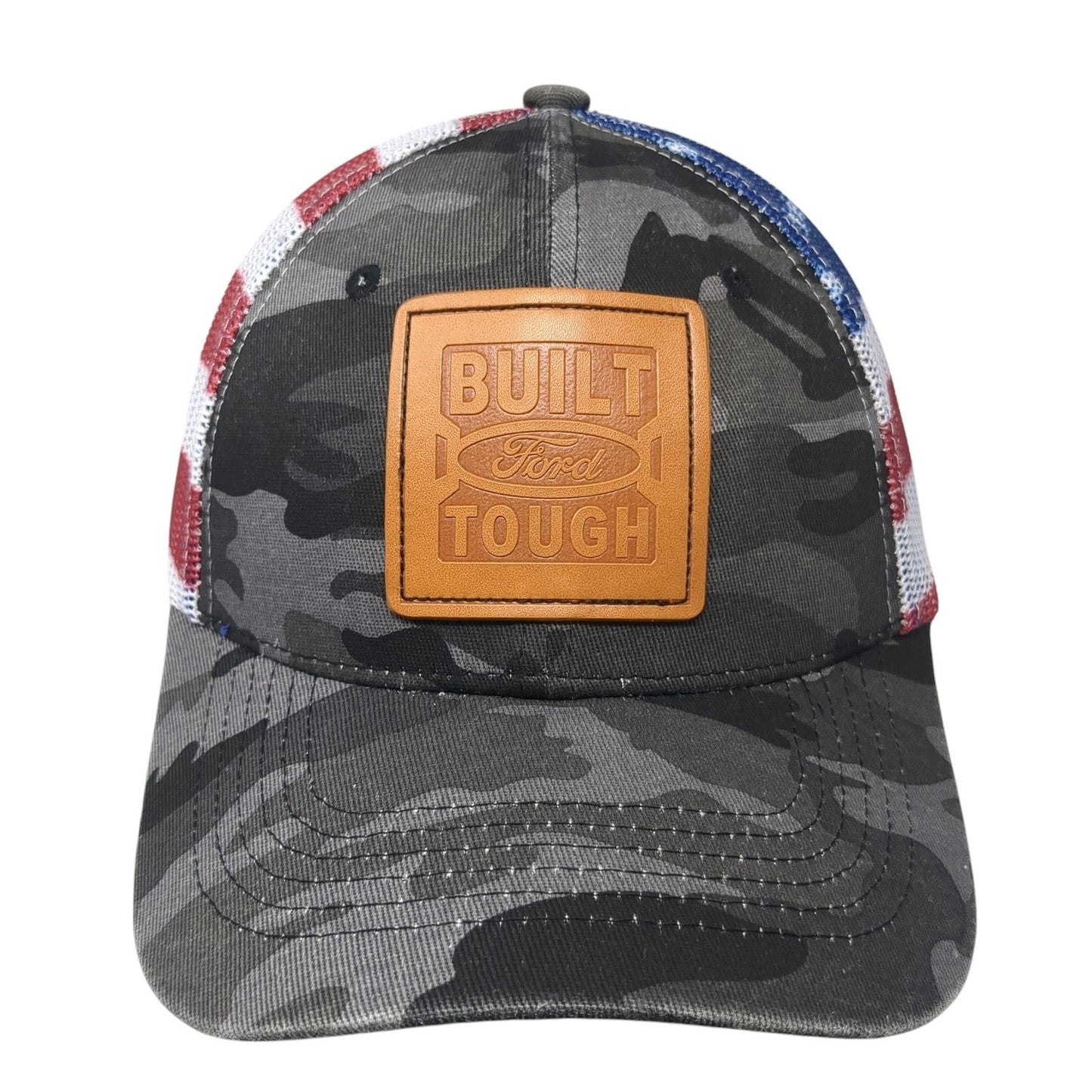 Ford Built Tough Trucker Hat Multicolor One Size Adjustable Mesh Back Patriotic