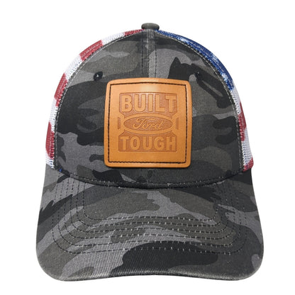 Ford Built Tough Trucker Hat Multicolor One Size Adjustable Mesh Back Patriotic