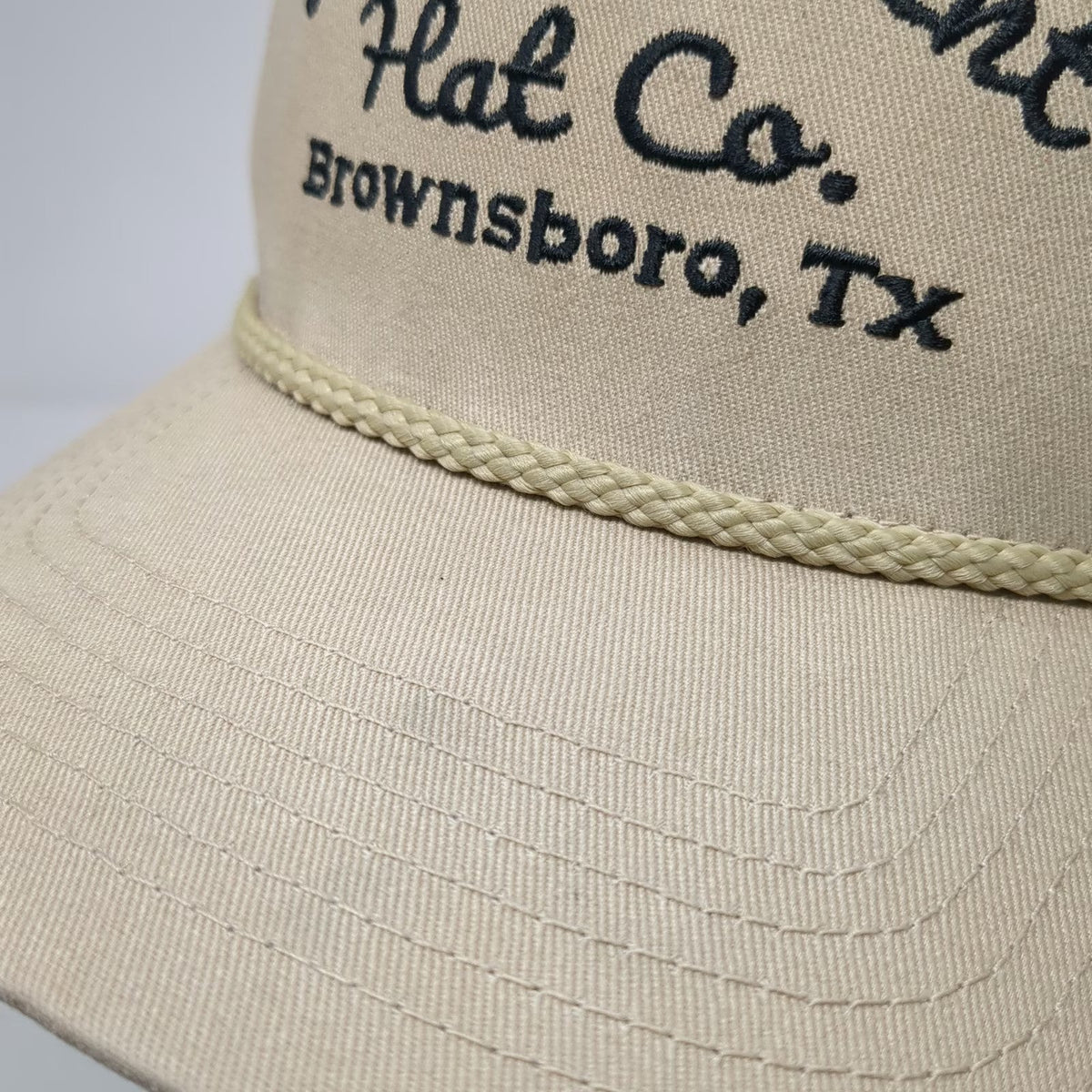 Whiskey Bent Trucker Hat Beige One Size Snapback Rope Brownsboro TX Logo Mesh