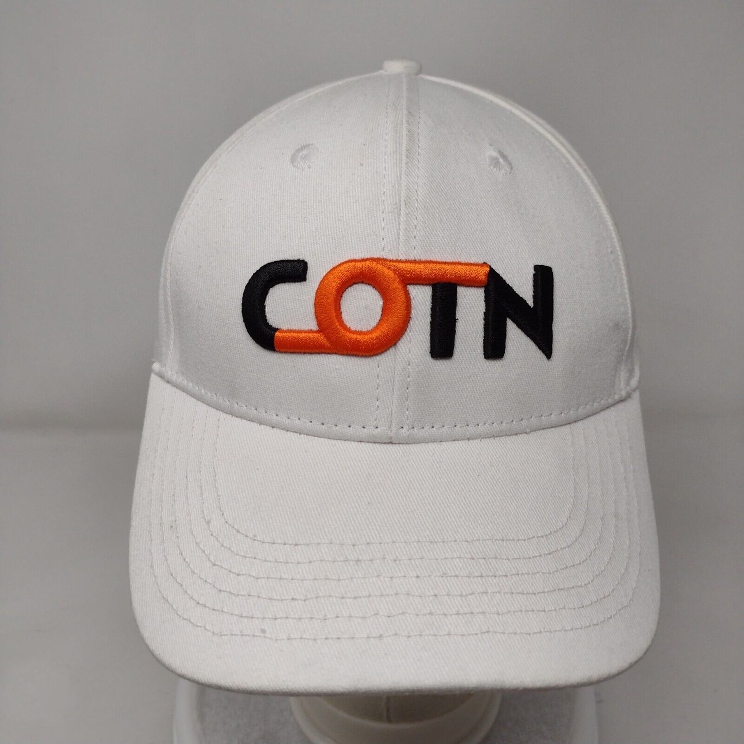 COTN Slideback Hat White One Size Adjustable Embroidered Vented Holes 6 Panel