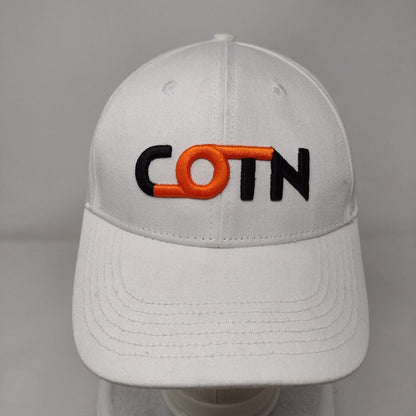 COTN Slideback Hat White One Size Adjustable Embroidered Vented Holes 6 Panel