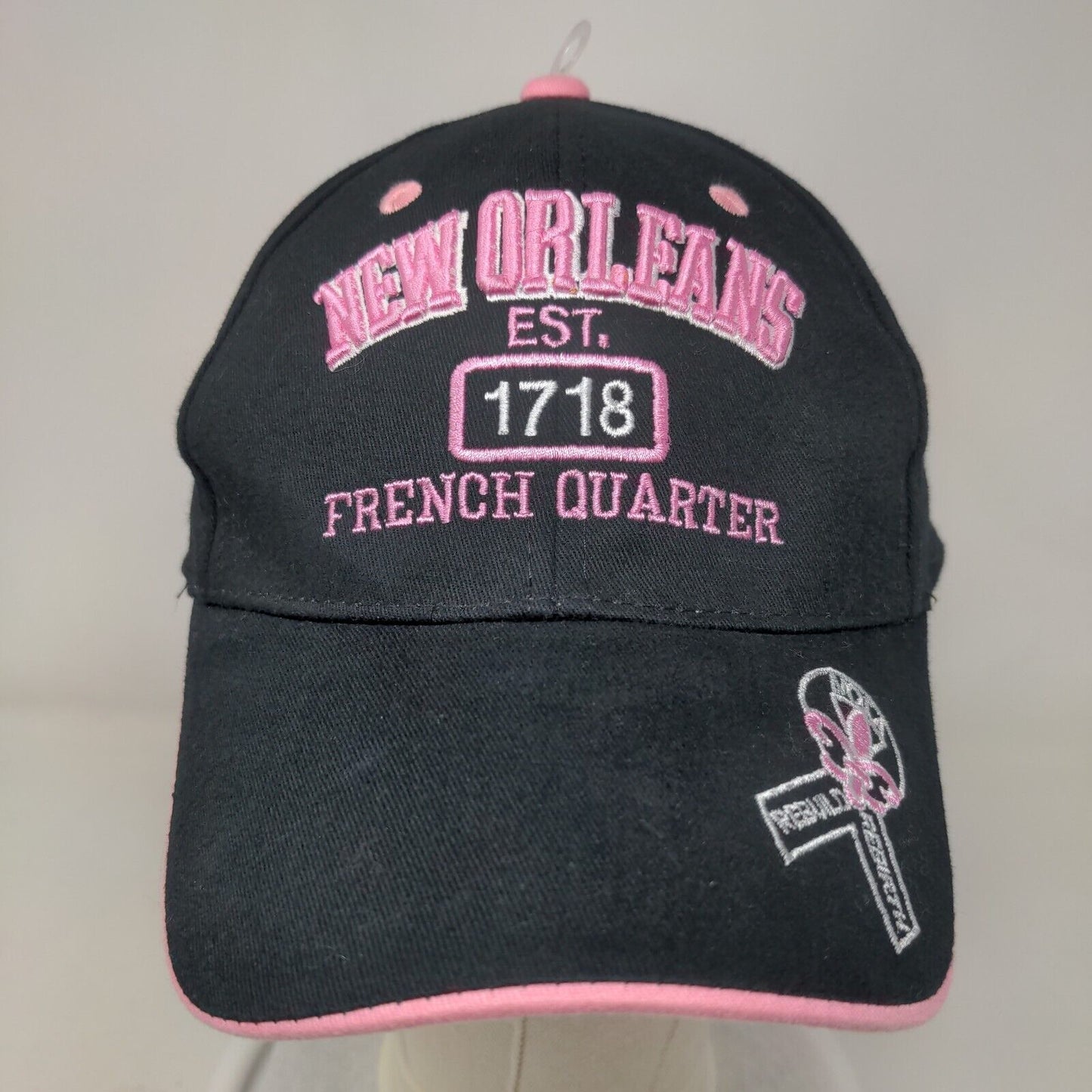 New Orleans Est. 1718 French Quarter Strapback Hat Black One Size Embroidered