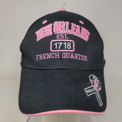 New Orleans Est. 1718 French Quarter Strapback Hat Black One Size Embroidered
