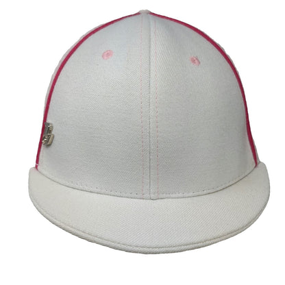 Lil Brims Baseball Cap White Pink Green One Size Scroll Print Stretch Fit Hat