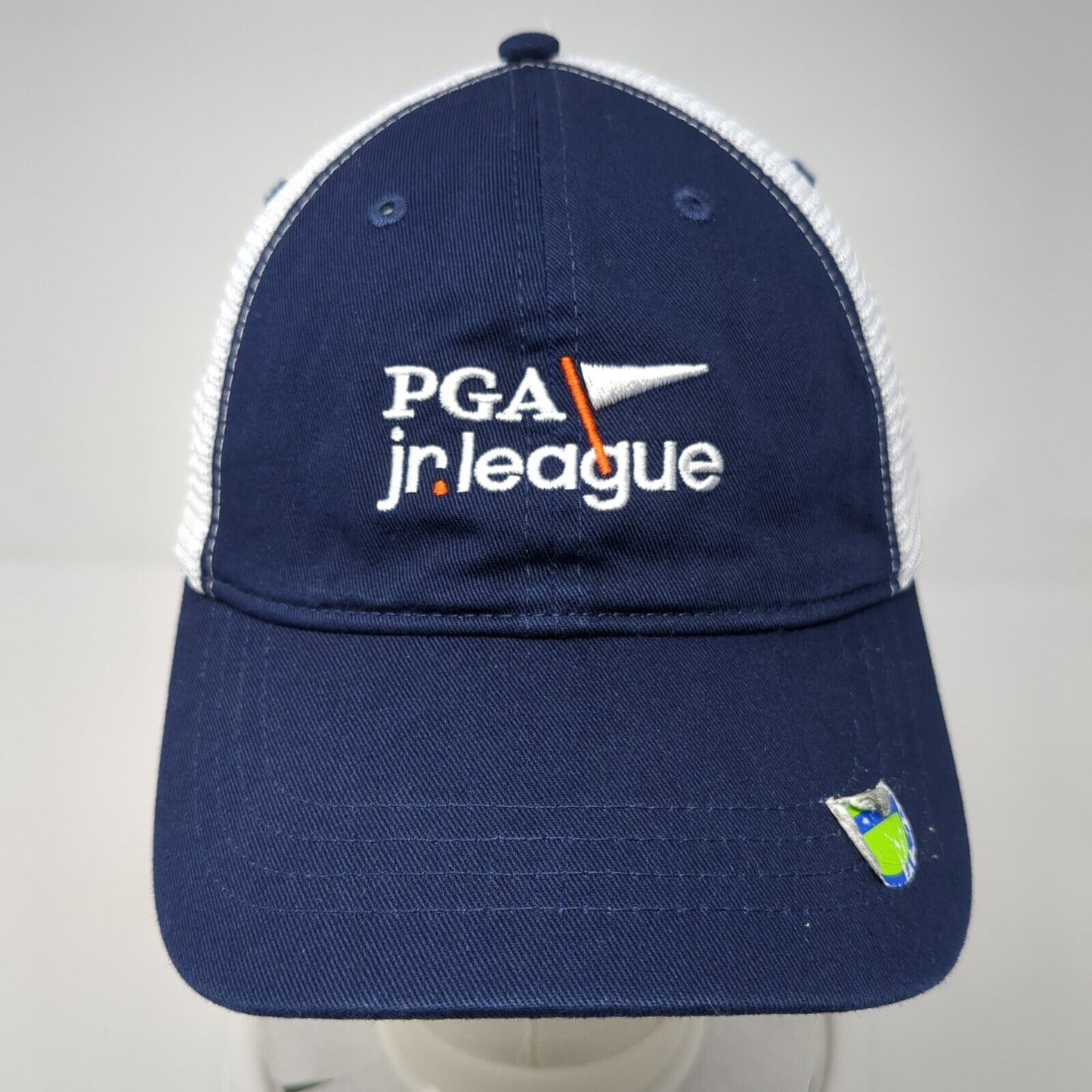 PGA Jr. League Snapback Trucker Hat Blue One Size Adjustable Mesh Back Garb
