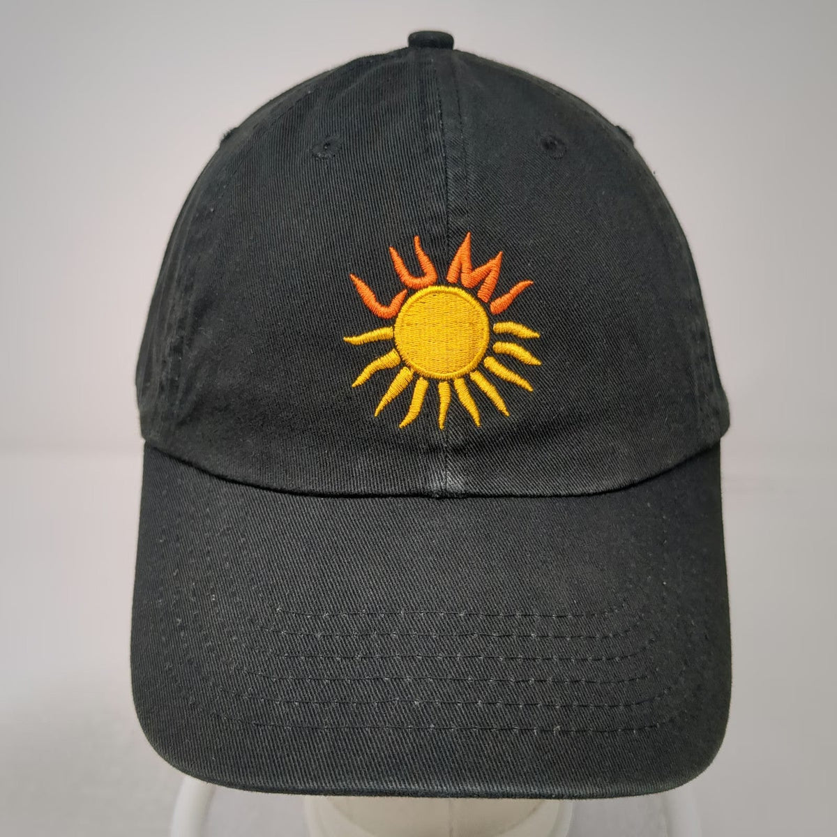 Lumi Sun Baseball Cap Black One Size Embroidered Yellow Orange Slideback Hat