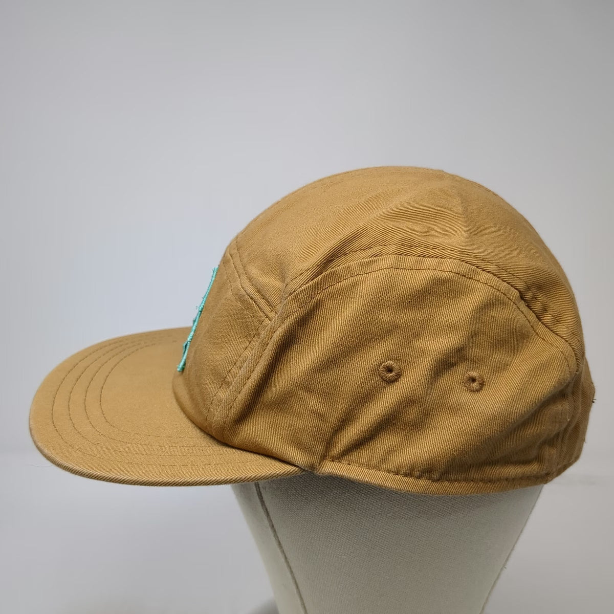 Pukka 5 Panel Brown Black Blue One Size Leather Strapback Cotton Tree Logo Hat
