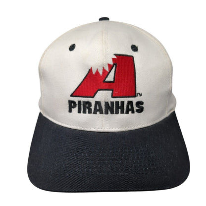 A Piranhas Snapback Hat White One Size Adjustable Colorblock 6 Panel