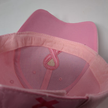 Pink Ribbon Strapback Hat Pink OSFM Embroidered Breast Cancer Awareness