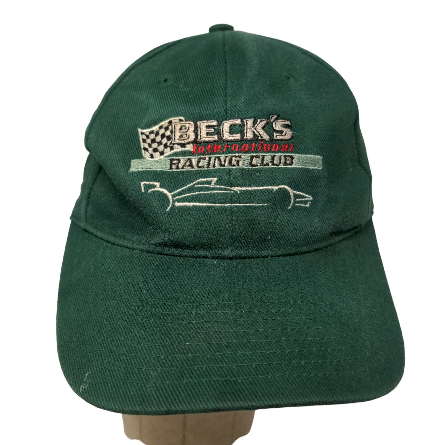 Beck's International Racing Club Men's Slideback Hat Green Embroidered Logo