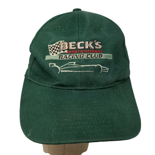 Beck's International Racing Club Men's Slideback Hat Green Embroidered Logo