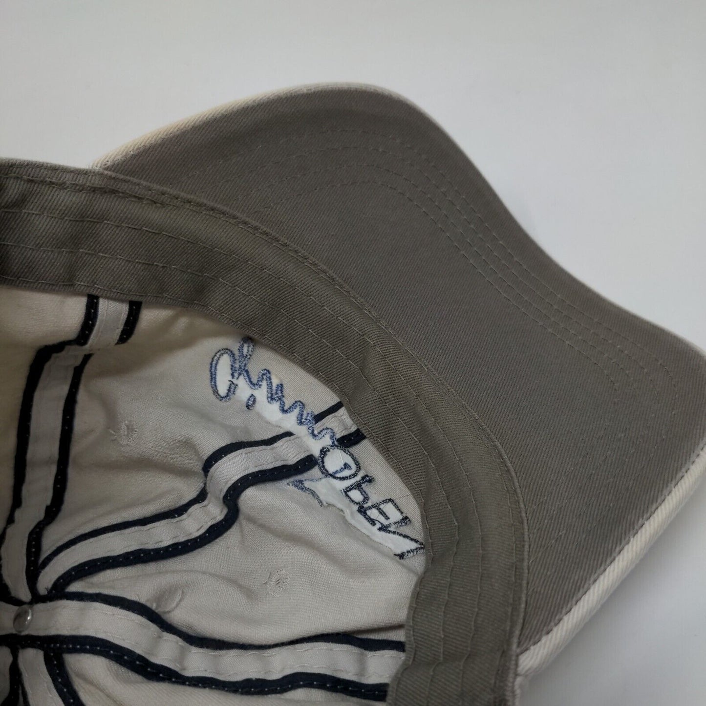 Ginn Open Slideback Hat Tan One Size Classic Cut Embroidered Ahead Vintage