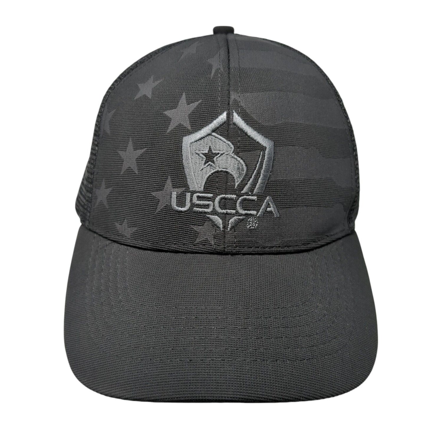 USCCA Snapback Trucker Hat Black One Size Adjustable Embroidered Mesh Back