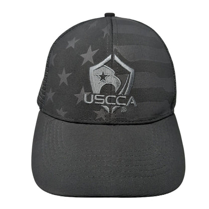 USCCA Snapback Trucker Hat Black One Size Adjustable Embroidered Mesh Back