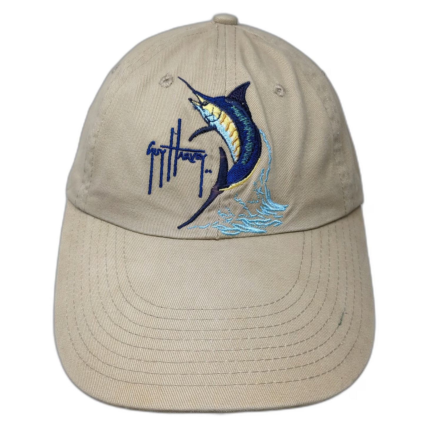 Guy Harvey Baseball Cap Beige One Size Marlin Fishing Embroidery Strapback Hat