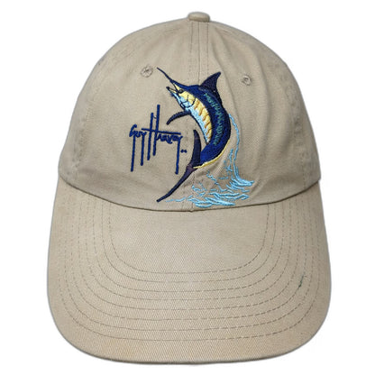 Guy Harvey Baseball Cap Beige One Size Marlin Fishing Embroidery Strapback Hat