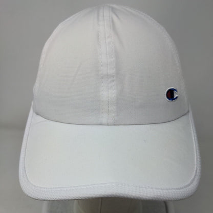 Champion Strapback Hat White One Size Adjustable Embroidered Breathable 6 Panel