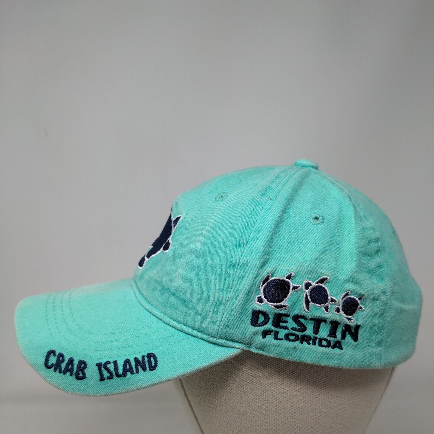Sea Turtle Crab Island Strapback Hat Bluish-Green OSFM Destin Florida